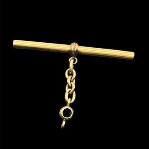 Victorian Albert t bar for pocket watch chain gold tone vintage pendant
